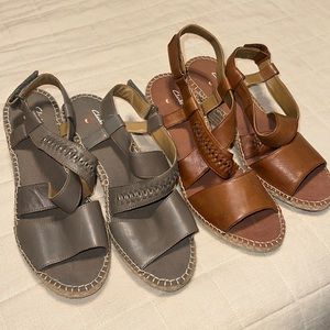 Clarks | Olive and Maple Petrina Bay Leather Espadrille Sandal